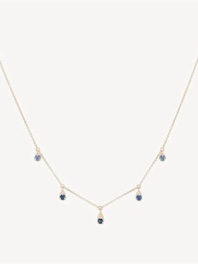 Bluboho endless ocean Gold Necklace with Blue Teardrop Charms - Women's Jewelry